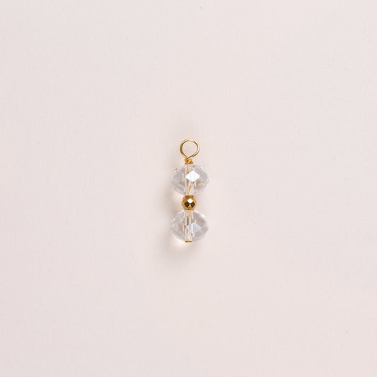 Charms deux pierre ronde ciselée - Cristal de bohème