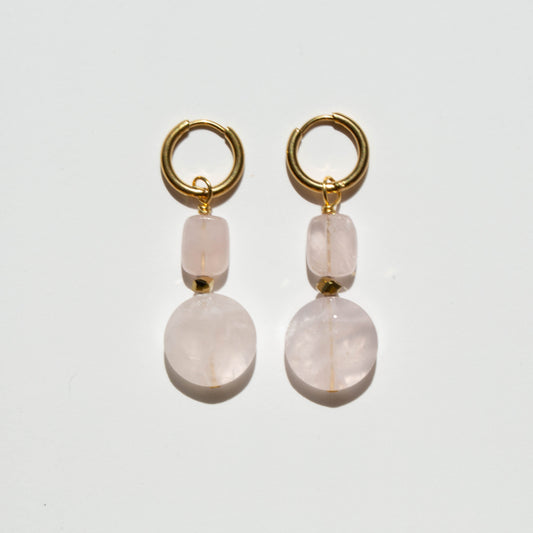Boucles d'oreilles Pierre de quartz rose