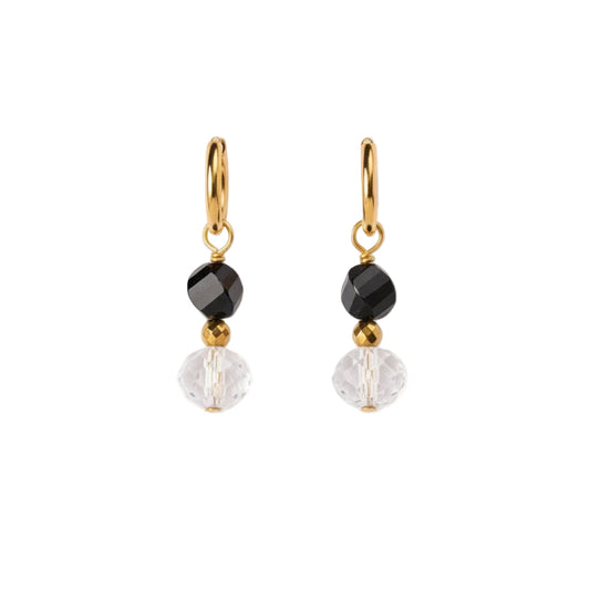 Boucles d'oreilles Onyx et Cristal de bohème