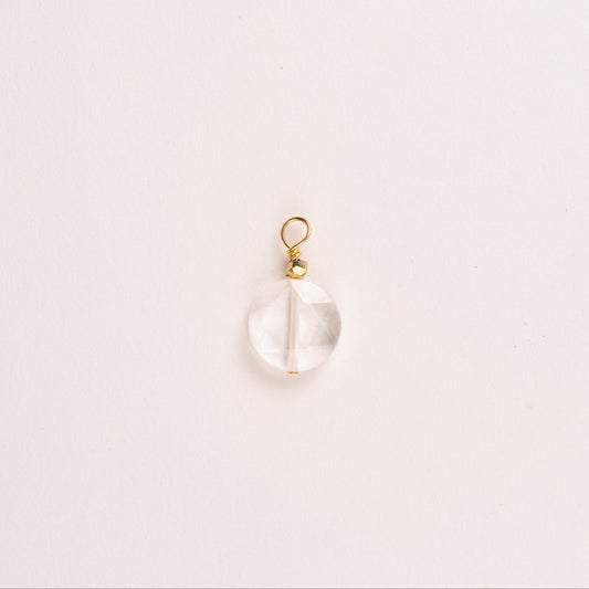 Charms pierre ronde ciselée - Cristal de Roche