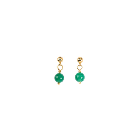 Clous d’Oreilles Plaqués Or – Agate verte