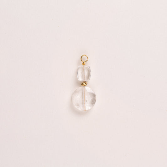 Charms pierre ronde ciselée et pierre rectangulaire - Cristal de Roche