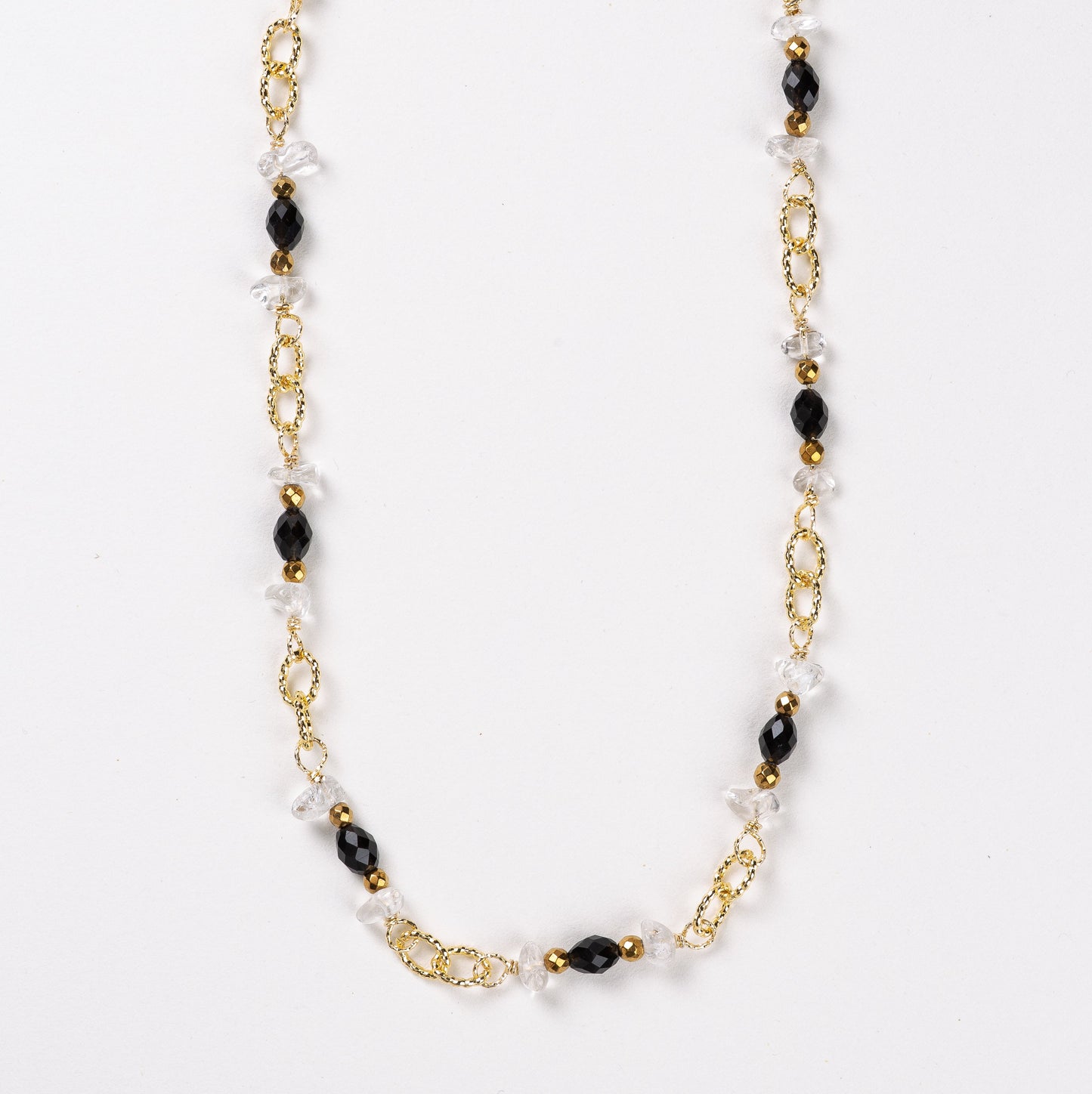 Collier Chaîne Plaquée Or – Pierre fine d'Onyx noir