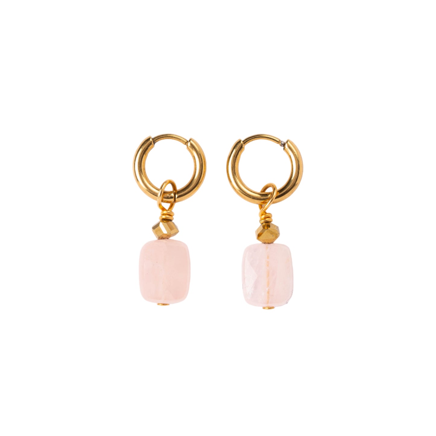 Boucles d'oreilles Pierre Quartz rose