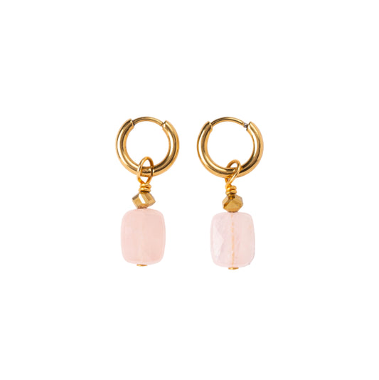 Boucles d'oreilles Pierre Quartz rose