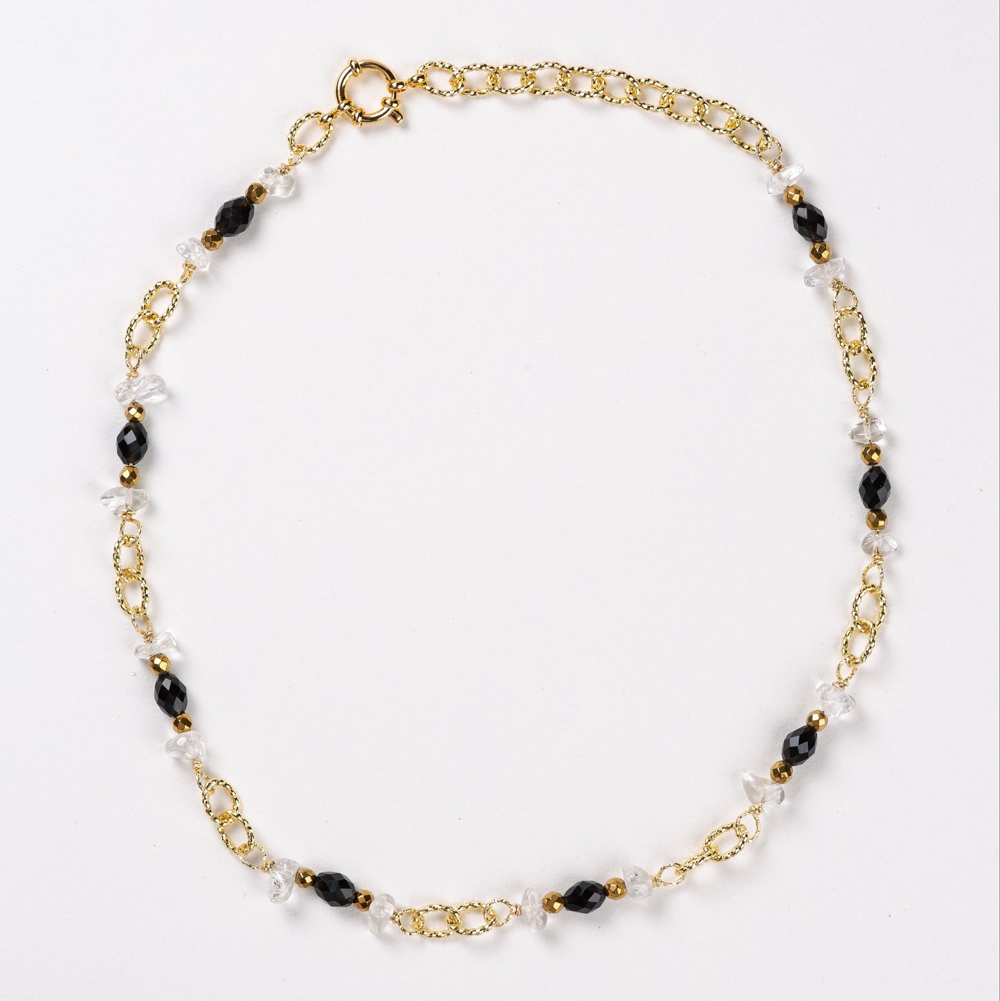 Collier Chaîne Plaquée Or – Pierre fine d'Onyx noir