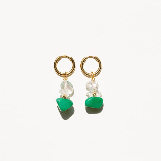 Boucles d'oreilles Cristal de roche et Pierre Verte