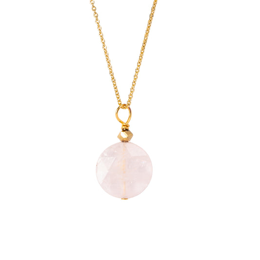 Collier avec Pendentif Pierre de quartz rose