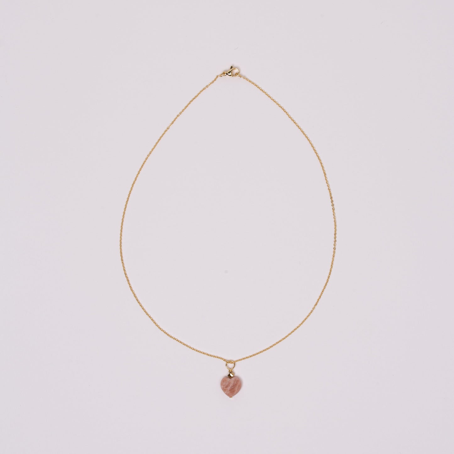 Collier Chaîne plaquée or - Pendentif en forme de coeur Pierre de Soleil