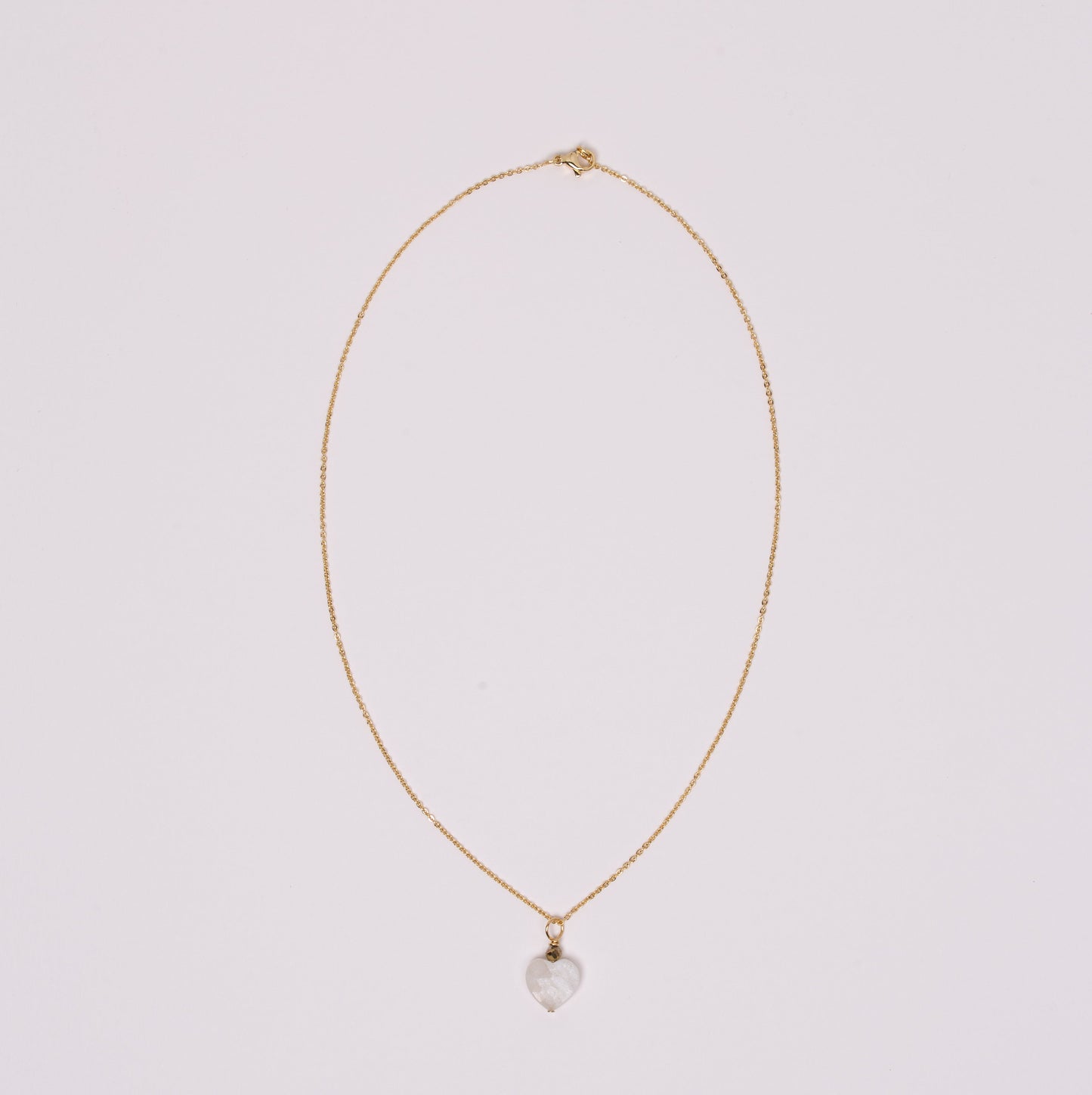 Collier Chaîne plaquée or - Pendentif en forme de coeur Pierre de Lune