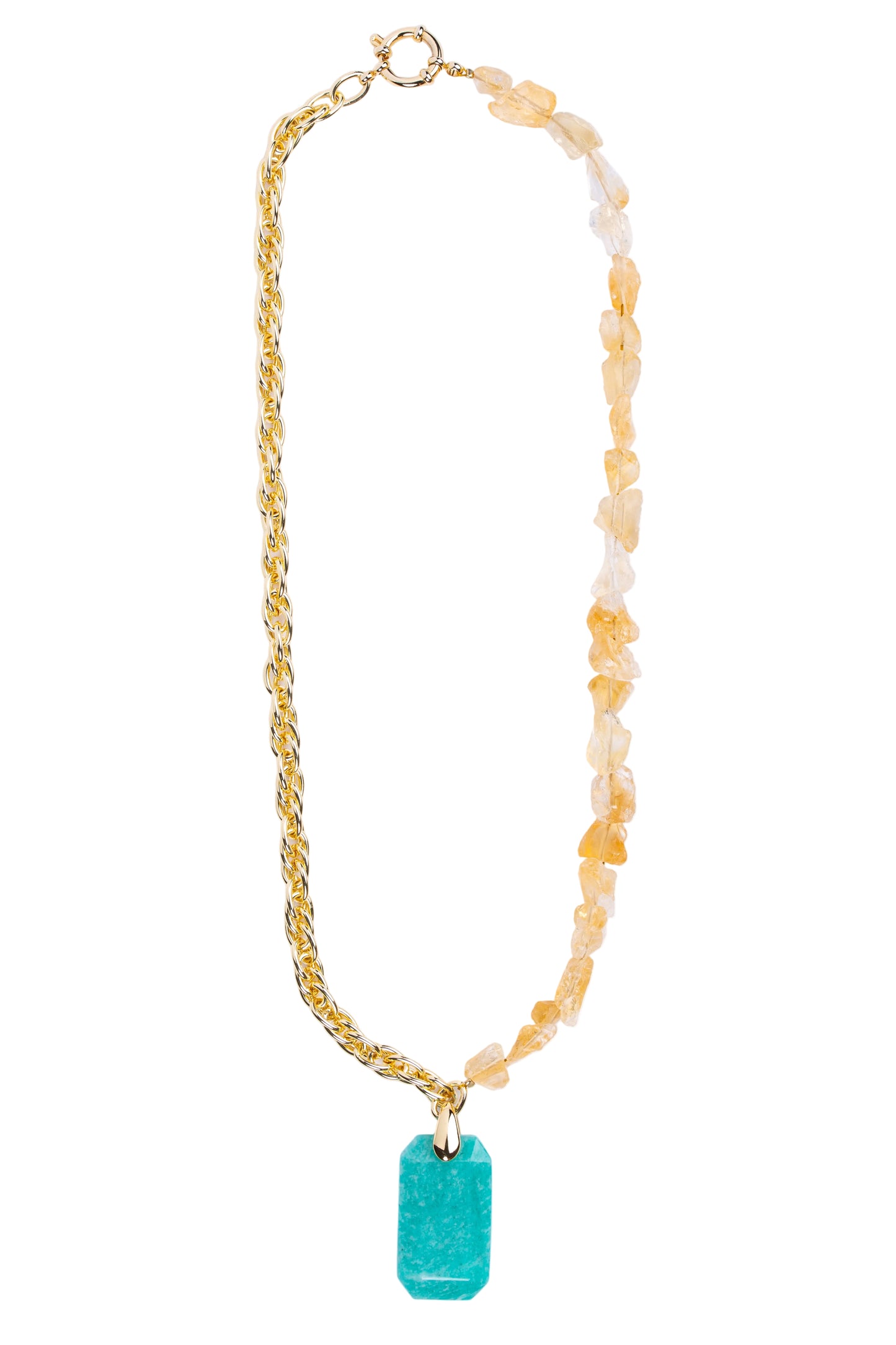 Collier pierres naturelles citrine et amazonite – Plaqué or fin