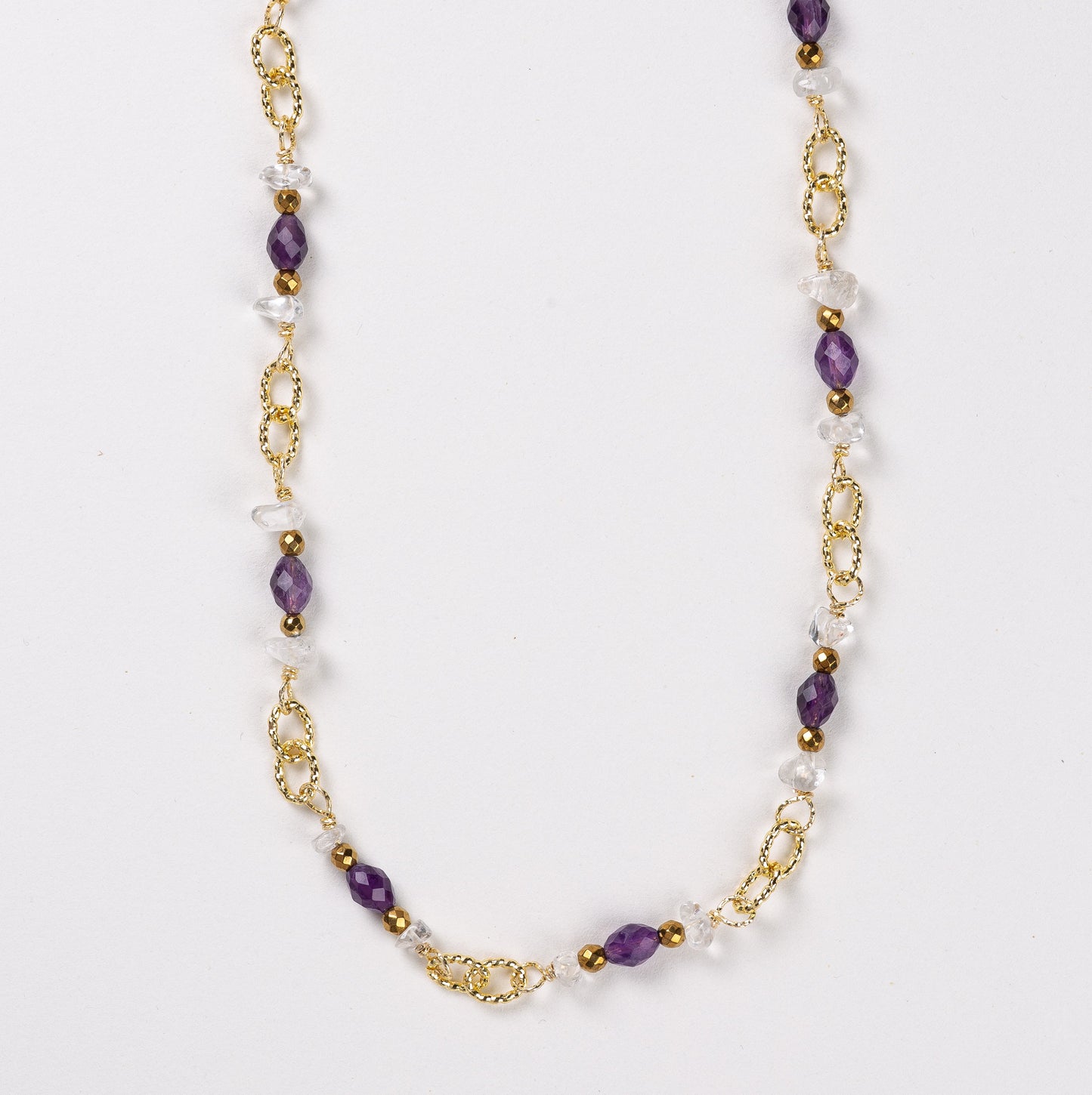 Collier Chaîne Plaquée Or – Pierre fine d'Améthyste