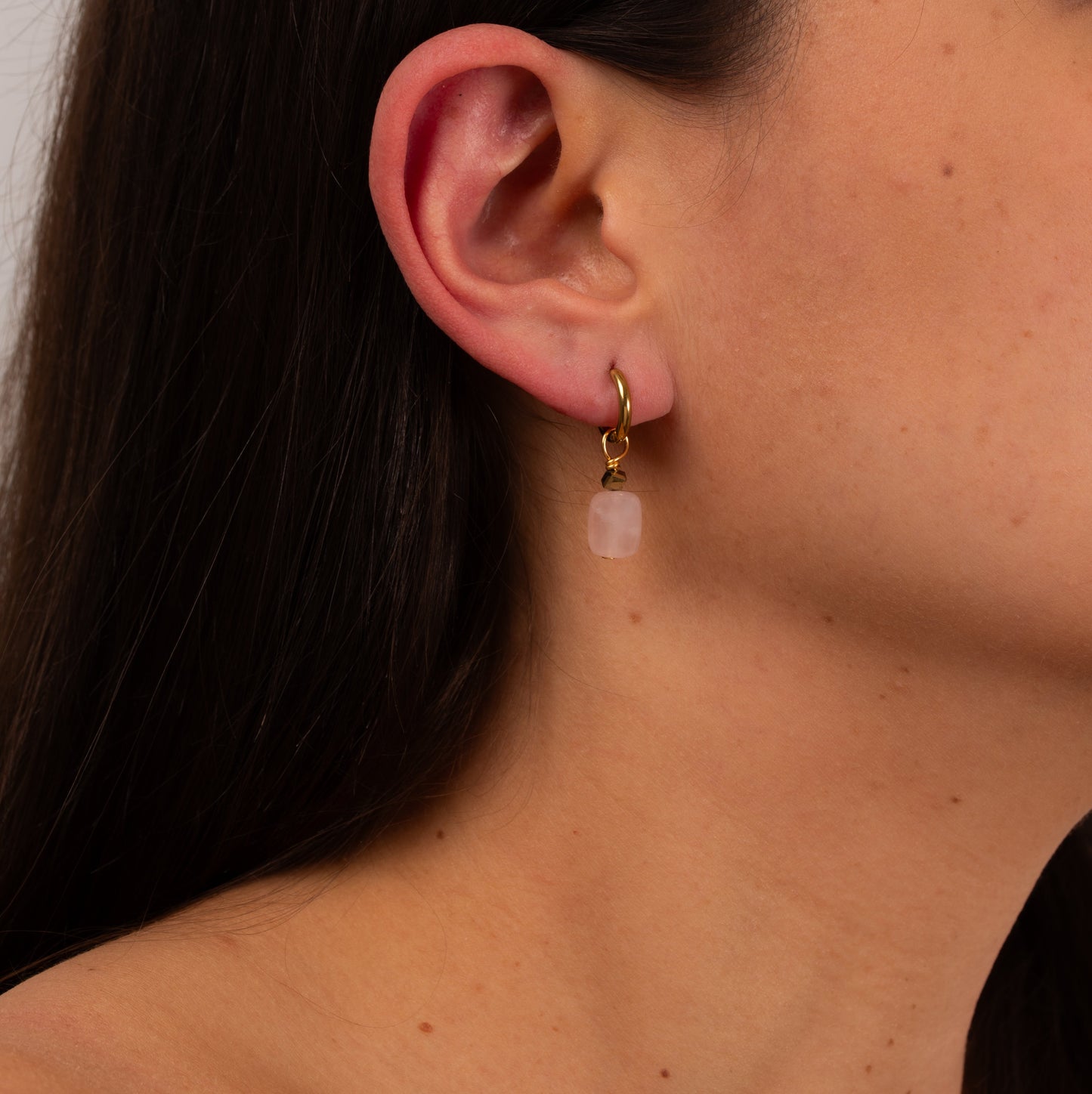 Boucles d'oreilles Pierre Quartz rose