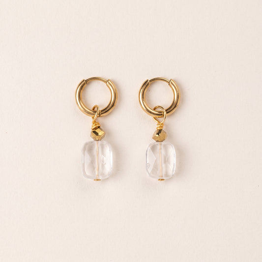 Boucles d'oreilles cristal de roche — petites 2,8 cm