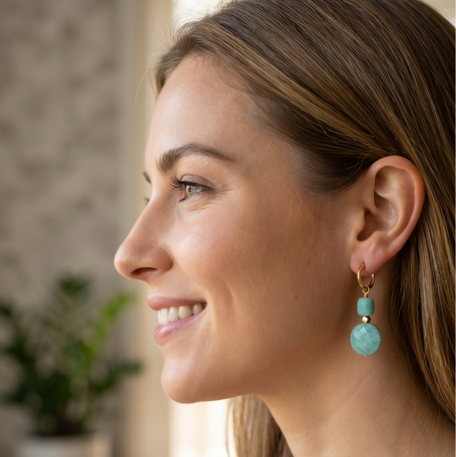 Boucles d'oreilles Pierre Amazonite