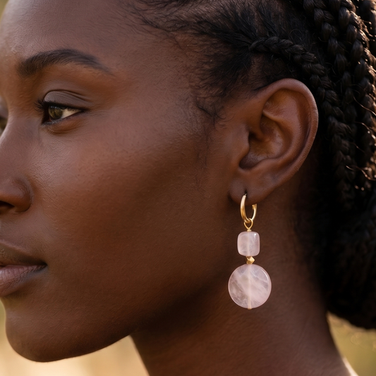 Boucles d'oreilles Pierre de quartz rose