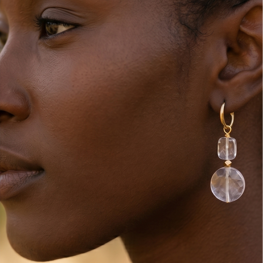 Boucles d'oreilles Pierre de cristal de roche