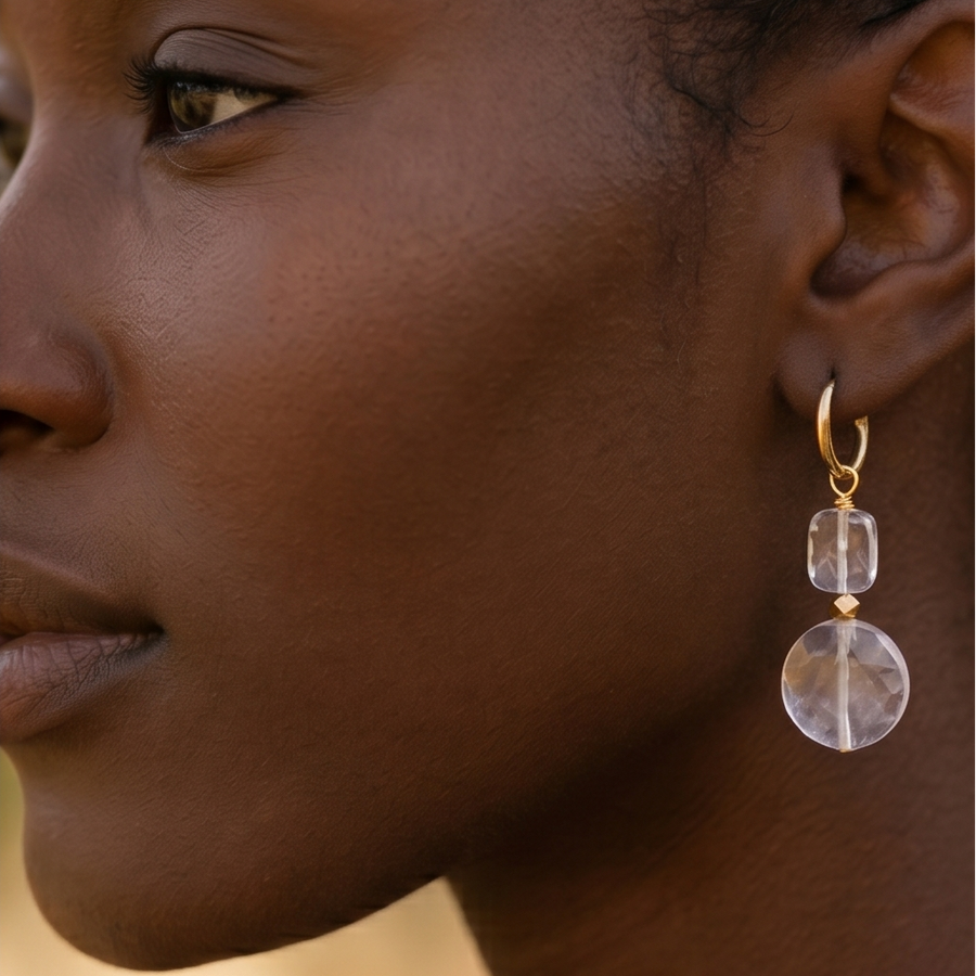 Boucles d'oreilles Pierre de cristal de roche