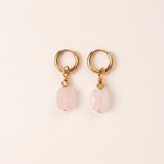 Boucles d'oreilles quartz rose — petites 2,8 cm
