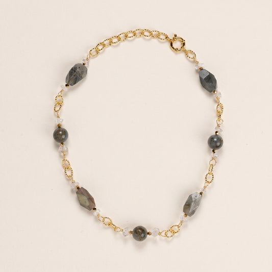 Collier labradorite — chaîne plaquée or