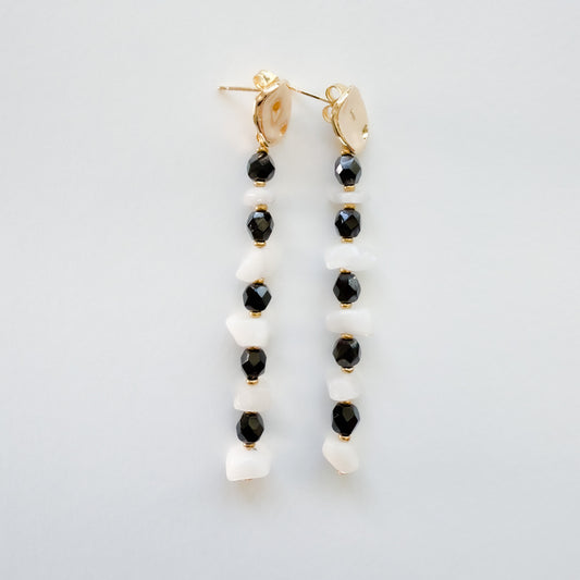 Boucles d'oreilles Pierre Onyx et Pierre de Lune