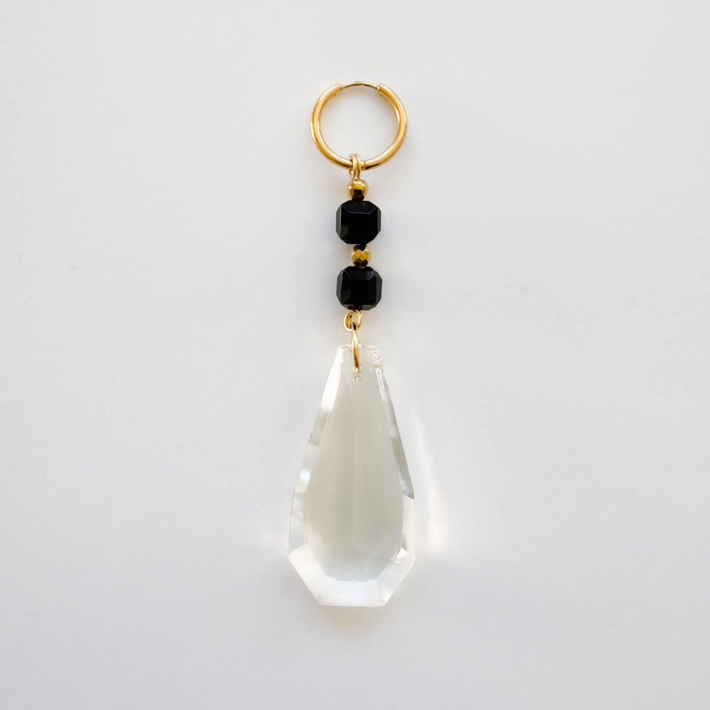 Boucle d'oreille Onyx et Cristal de bohème