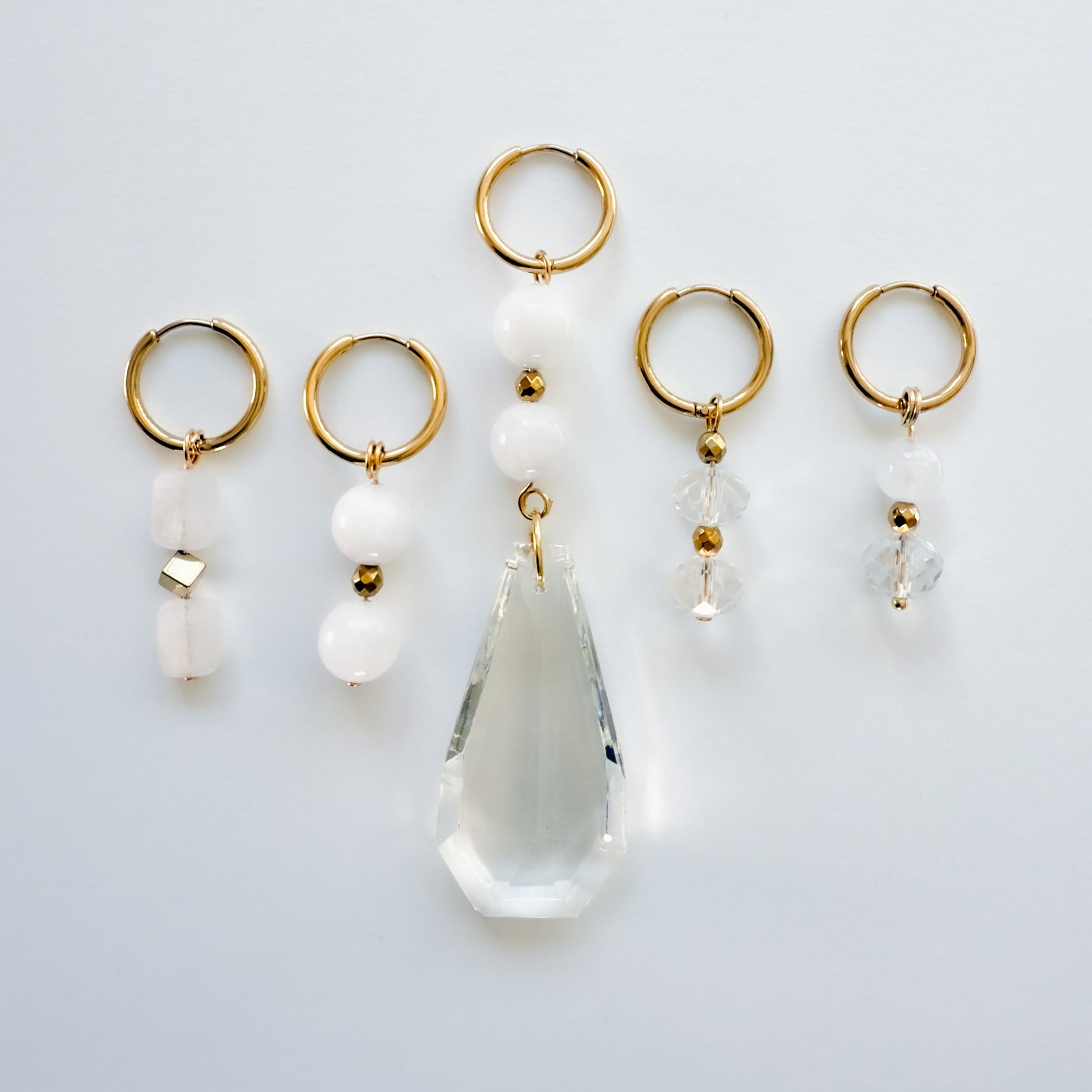 Boucle d'oreilles Composition/Cristal/Pierre de lune