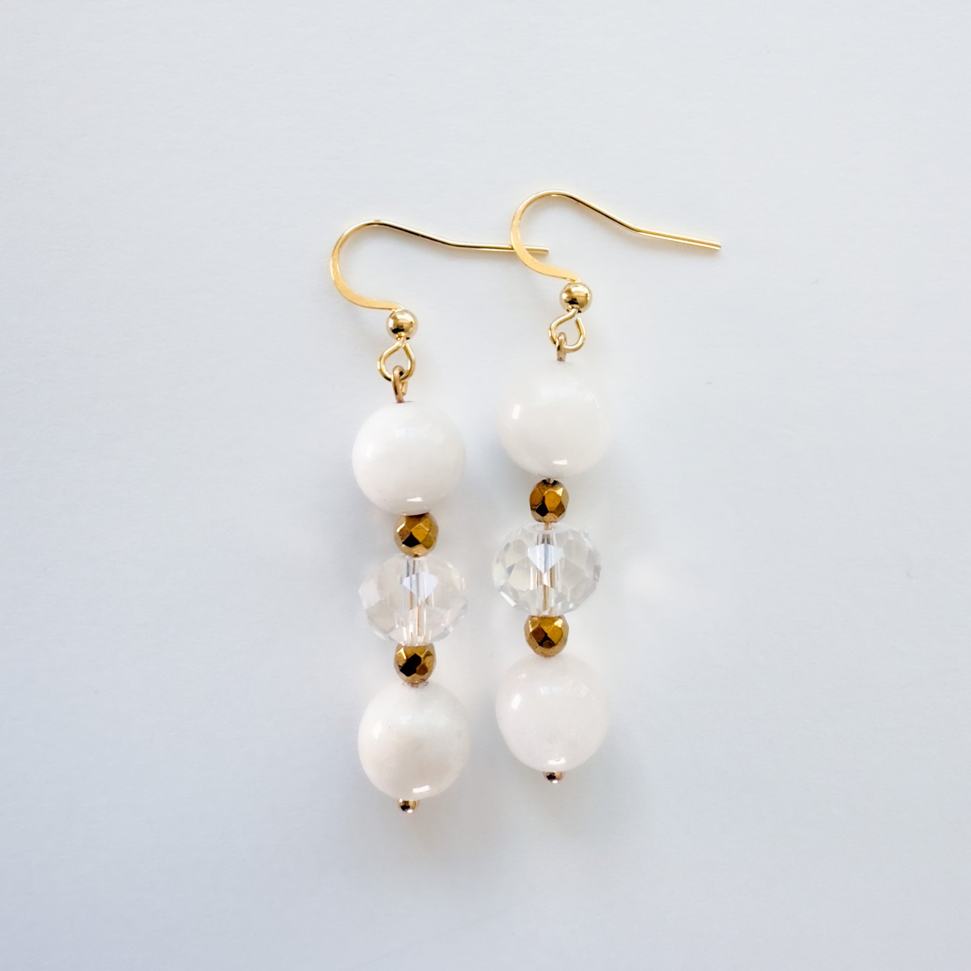 Boucle d'oreilles Pierre de lune/Cristal