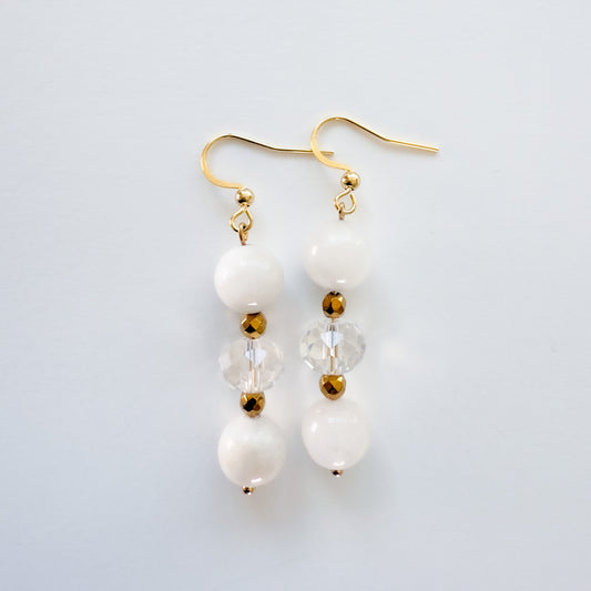 Boucle d'oreilles Pierre de lune/Cristal