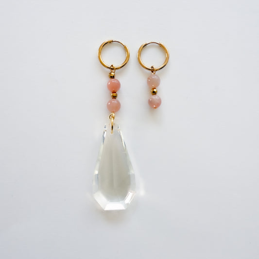 Boucles d'oreilles Pierre de Soleil et Cristal de bohème