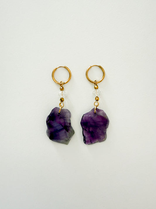 Boucles d'oreilles Améthyste et Cristal de bohème