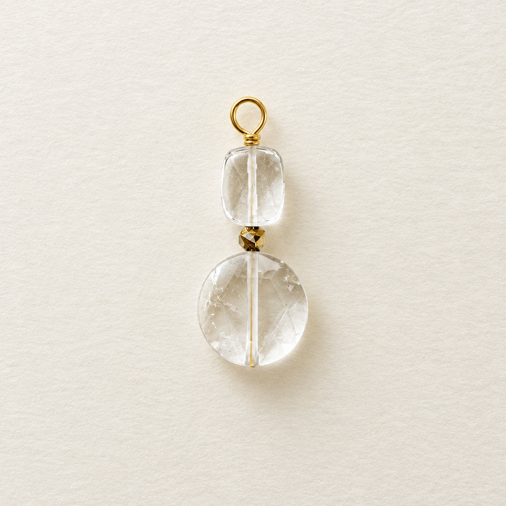 Charm cristal de roche — double rondes plates
