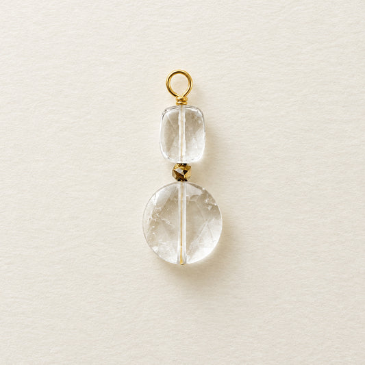 Rock crystal charm — double flat round