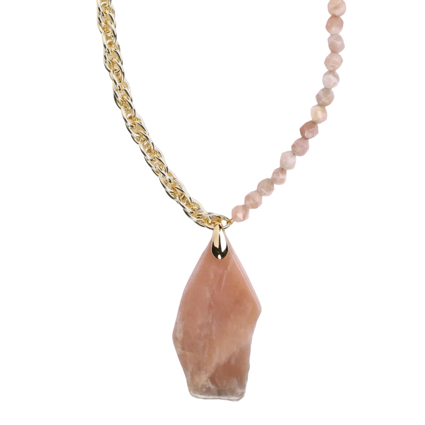 Collier pierre de soleil naturelle – Chaîne plaquée or fin