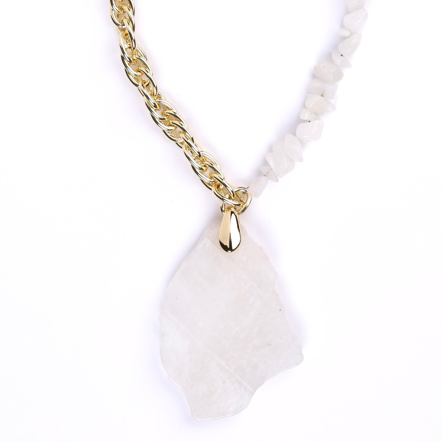 Collier pierre de lune naturelle – Chaîne plaquée or fin