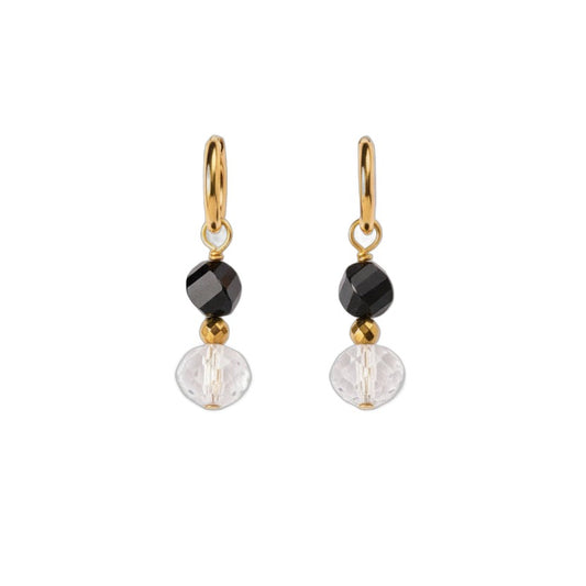 Boucles d'oreilles Onyx et Cristal de bohème
