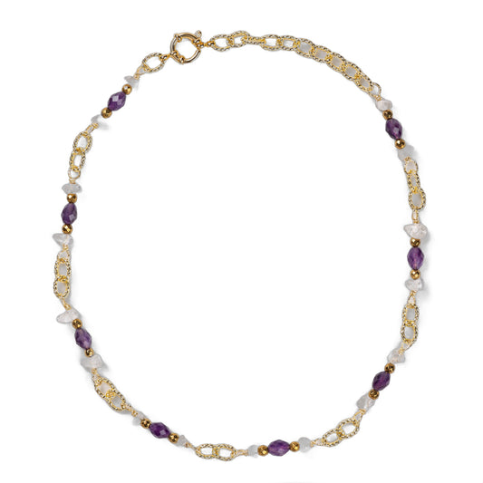 Collier Chaîne Plaquée Or – Pierre fine d'Améthyste