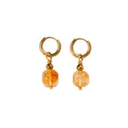 Gold-plated Hoop Earrings - Chiseled Cube Citrine