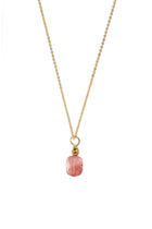Collier avec pierre de quartz fraise naturelle