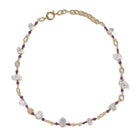 Collar de cadena chapada en oro – Piedra fina de rubí