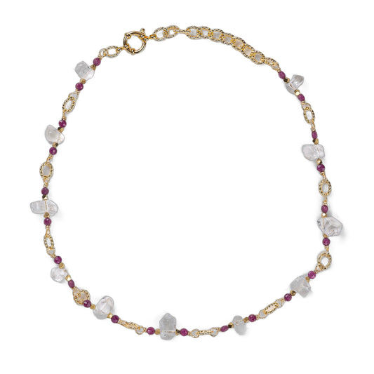 Collier Chaîne Plaquée Or – Pierre fine de Ruby