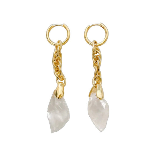 Boucles d'oreilles Cristal de roche et Chaine d'Or