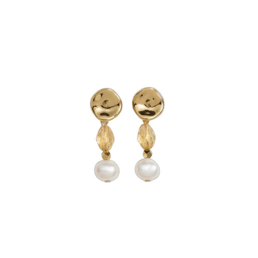 Boucles d'oreilles Perle d'eau douce et Citrine