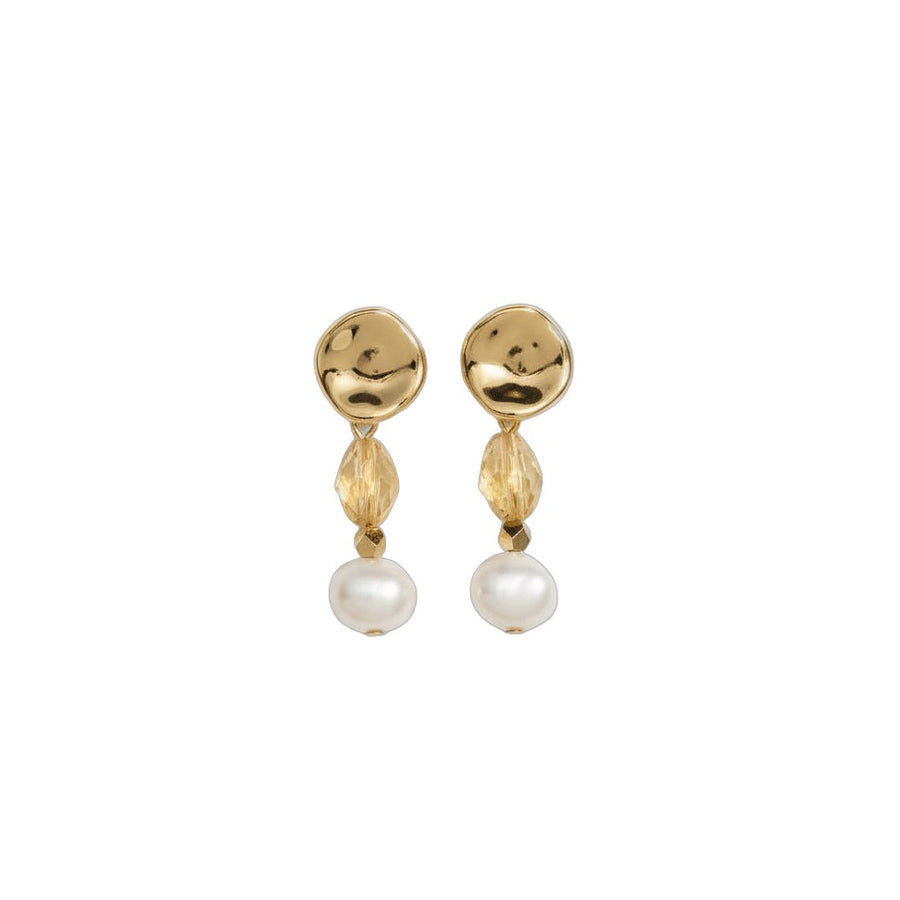 Pendientes de perla de agua dulce y citrino