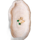 Heart-shaped hammered leverback earrings - Green Agate Stone