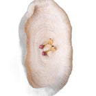 Boucles d'oreilles attache martélée en forme de coeur - Pierre naturelle de Rhodonite