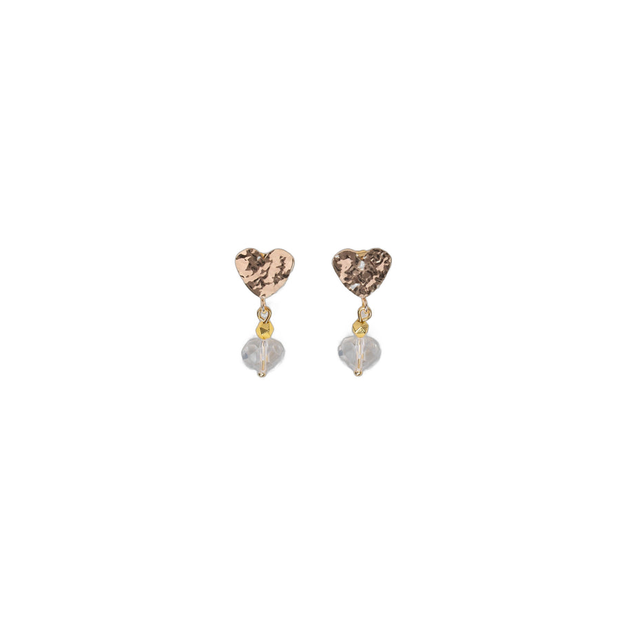 Hammered heart wire earrings - Bohemian Crystal Bead