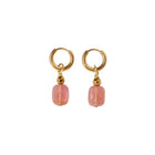 Boucles d'oreilles Anneau plaqué or - Quartz fraise rectangulaire