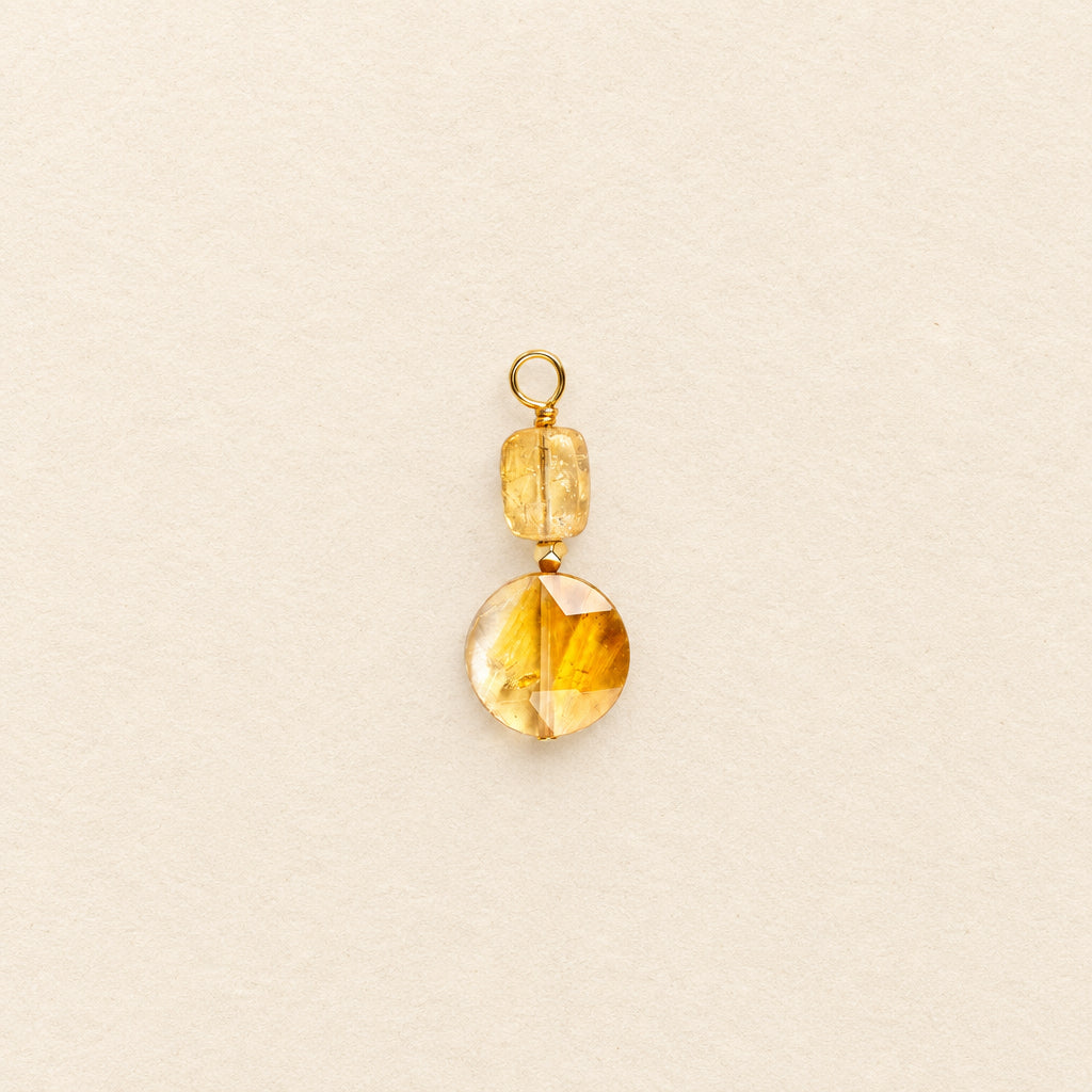 Charms pierre ronde ciselée et pierre rectangulaire - Citrine – RÉALISE Paris