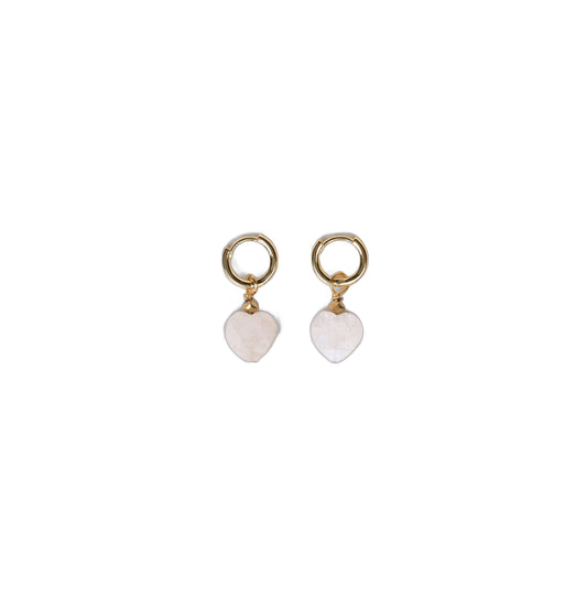 Boucles d'oreilles anneaux - Pierre de Lune en forme de coeur